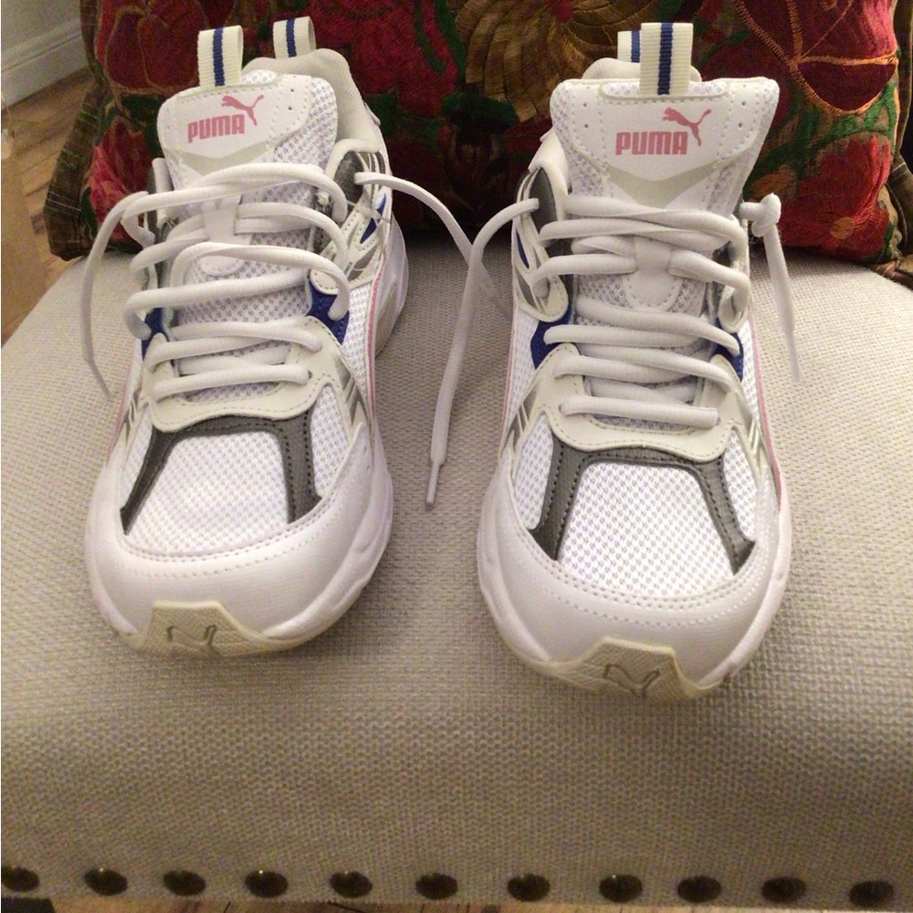 PUMA White and Blue Sneakers  Size 9